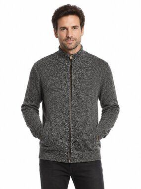 Selected Homme Black White Marled Organic Cotton Full Zip Cardigan XL
